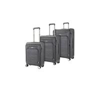 Infinity Leather Lightweight Soft Suitcases Luggage In Grey Grey