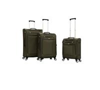 Infinity Leather Lightweight Suitcase 4 Wheel Luggage Travel Cabin Tsa Soft Bag In Khaki Khaki Medium