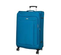 Infinity Leather Lightweight Suitcase 4 Wheel Luggage Travel Cabin Tsa Soft Bag In Teal Teal Large