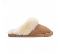 Infinity Leather Luna - Women's Sheepskin Suede Mule Slippers - Chestnut - EU 42