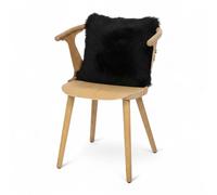 Infinity Leather Luxury Genuine Sheepskin 40X40Cm Real Wool Single Sided Cushion In Black Black 40cm x 40cm