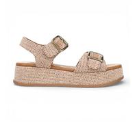 Infinity Leather Magical Women’s Beige Faux Leather Strappy Platform Wedge Sandals