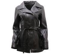 Infinity Leather Md Length Leather Biker Jacket-Okehampton In Black Black 22