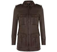 Infinity Leather Men’s Brown Casual Parka Safari Multi-Pocket Collar Trench Reefer Jacket Coat XL