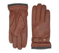 Infinity Leather Men’s Genuine Leather Ribbed Knit Cuff Gloves - Chestnut - 2XL