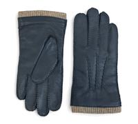 Infinity Leather Men’s Genuine Leather Wool Lined Ribbed Knit Cuff Gloves - Navy - Large