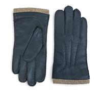 Infinity Leather Men’s Genuine Leather Wool Lined Ribbed Knit Cuff Gloves - Navy - Medium