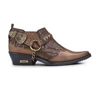 Infinity Leather Men’s Tan Croc Leather Winklepicker Studded Western Biker Boots - Tan Brown - UK 10 | EU 44 | US 11