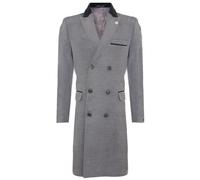 Infinity Leather Men's 3/4 Long Double Breasted Overcoat Wool Coat Peaky Blinders in Grey | Size: 3XL Infinity Leather Grey 3XL
