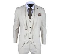 Infinity Leather Men's 3 Piece Linen Formal Summer Wedding Suit in Beige | Size: 50R Infinity Leather Beige 50R
