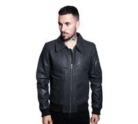 Infinity Leather Mens A2 Cowhide Bomber Jacket-Oslo - Black - Size 2XL