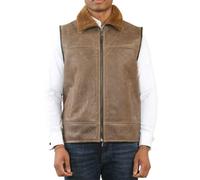 Infinity Leather Men's Aviator Shearling Sheepskin Gilet - Ginger - 2XL
