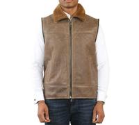 Infinity Leather Men's Aviator Shearling Sheepskin Gilet - Ginger - 4XL