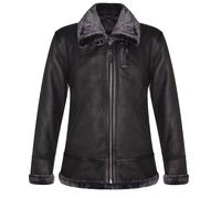 Infinity Leather Men's B3 Aviator Flying Sheepskin Jacket-Alhambra in Black | Size: Small Infinity Leather Black S