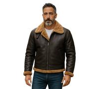 Infinity Leather Men's B3 Aviator Real Sheepskin Leather Flying Jacket-Oxford in Dark Brown | Size: Medium Infinity Leather Dark Brown M