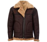 Infinity Leather Men's B3 Shearling Sheepskin Aviator Jacket-Gloucester in Brown | Size: Medium Infinity Leather Brown M