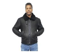 Infinity Leather Men's B3 WW2 Leather Sheepskin Aviator Flying Jacket-Hartland in Black | Size: Large Infinity Leather Black L