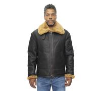 Infinity Leather Men's B3 WW2 Leather Sheepskin Aviator Flying Jacket-Hartland in Dark Brown | Size: 4XL Infinity Leather Dark Brown 4XL