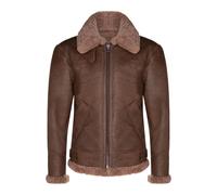 Infinity Leather Men's B3 WW2 Sheepskin Leather Aviator Jacket-Houston in Brown | Size: 5XL Infinity Leather Brown 5XL