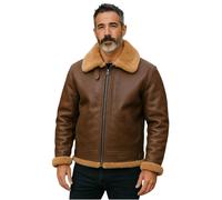 Infinity Leather Men's B3 WW2 Sheepskin Leather Flying Aviator Jacket-Paarl in Dark Brown | Size: Medium Infinity Leather Dark Brown M