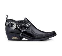 Infinity Leather Men's Black Eagle Cuban Heel Leather Cowboy Boots - Black - UK 6 | EU 40 | US 7