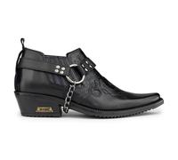 Infinity Leather Men's Black Leather Winklepicker Cowboy Cuban Biker Boots - Black - UK 9 | EU 43 | US 10
