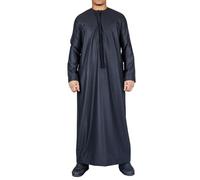 Infinity Leather Men's Black Thobe Emirati Islamic Jubba Robe Eid Tassel Regular Fit