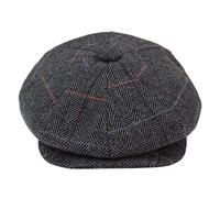Infinity Leather Mens Blinders 8 Panel Herringbone Gatsby Flat Baker Hat 2XL Grey