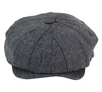 Infinity Leather Mens Blinders Herringbone Newsboy Gatsby Flat Baker Hat XL Charcoal
