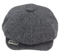 Infinity Leather Mens Blinders Tweed Gatsby Flat Baker Hat with Razor Blade M Charcoal