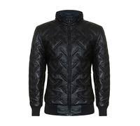 Infinity Leather Men's Bomber Leather Quilted Jacket - Goiania in Black | Size: XL Infinity Leather Black XL