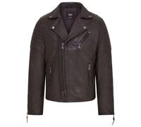 Infinity Leather Mens Brando Double Cross Zip Leather Biker Jacket- Fagernes - Black - UK XL | EU 52 | US 42