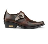 Infinity Leather Men's Brown Leather Winklepickers Cowboy Cuban Biker Boots - Brown - UK 6 | EU 40 | US 7