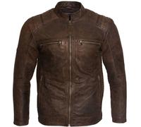 Infinity Leather Men's Buff Leather Racer Biker Jacket-Vienna in Brown | Size: 4XL Infinity Leather Brown 4XL