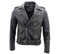 Infinity Leather Men's Classic Brando Leather Biker Jacket-Antalya in Black | Size: 2XL Infinity Leather Black 2XL