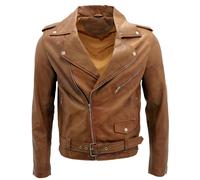 Infinity Leather Men's Classic Brando Leather Biker Jacket-Antalya in Tan | Size: 3XL Infinity Leather Tan 3XL