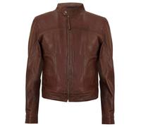 Infinity Leather Men's Classic Fitted Leather Biker Jacket-Austin in Brown | Size: 5XL Infinity Leather Brown 5XL