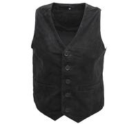 Infinity Leather Men's Classic Goat Suede Leather Waistcoat-Norwich in Black | Size: Large Infinity Leather Black L