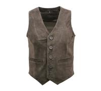 Infinity Leather Men's Classic Goat Suede Leather Waistcoat-Norwich in Brown | Size: Large Infinity Leather Brown L