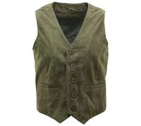 Infinity Leather Men's Classic Goat Suede Leather Waistcoat-Norwich in Green | Size: Large Infinity Leather Green L