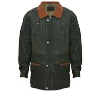 Infinity Leather Men's Classic Green Contrast Soft Supple Suede Buff Overcoat Parka Winter Outdoor Jacket Regular Fit L