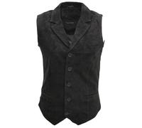 Infinity Leather Men's Classic Smooth Goat Suede Leather Waistcoat-Exeter in Black | Size: 2XL Infinity Leather Black 2XL