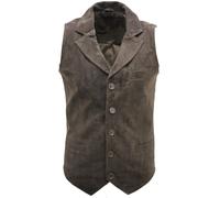 Infinity Leather Men's Classic Smooth Goat Suede Leather Waistcoat-Exeter in Brown | Size: XL Infinity Leather Brown XL