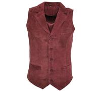 Infinity Leather Men's Classic Smooth Goat Suede Leather Waistcoat-Exeter in Burgundy | Size: Large Infinity Leather Burgundy L