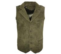 Infinity Leather Men's Classic Smooth Goat Suede Leather Waistcoat-Exeter in Green | Size: 3XL Infinity Leather Green 3XL