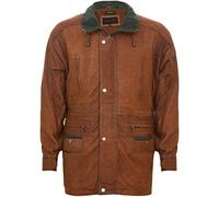 Infinity Leather Men's Classic Tan Rust Contrast Soft Supple Suede Buff Overcoat Parka Winter Outdoor Jacket Regular Fit 2XL