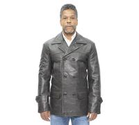 Infinity Leather Men's Cowhide Leather Peacoat-Krakaw in Brown | Size: 2XL Infinity Leather Brown 2XL