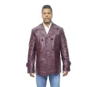 Infinity Leather Men's Cowhide Leather Peacoat-Krakaw in Burgundy | Size: 2XL Infinity Leather Burgundy 2XL