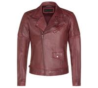 Infinity Leather Men's Cross Zip Leather Biker Jacket - Gibraltar in Burgundy | Size: 2XL Infinity Leather Burgundy 2XL