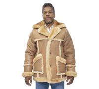 Infinity Leather Men's Designer Winter Sheepskin Fur Coat-Leominster in Beige | Size: Small Infinity Leather Beige S